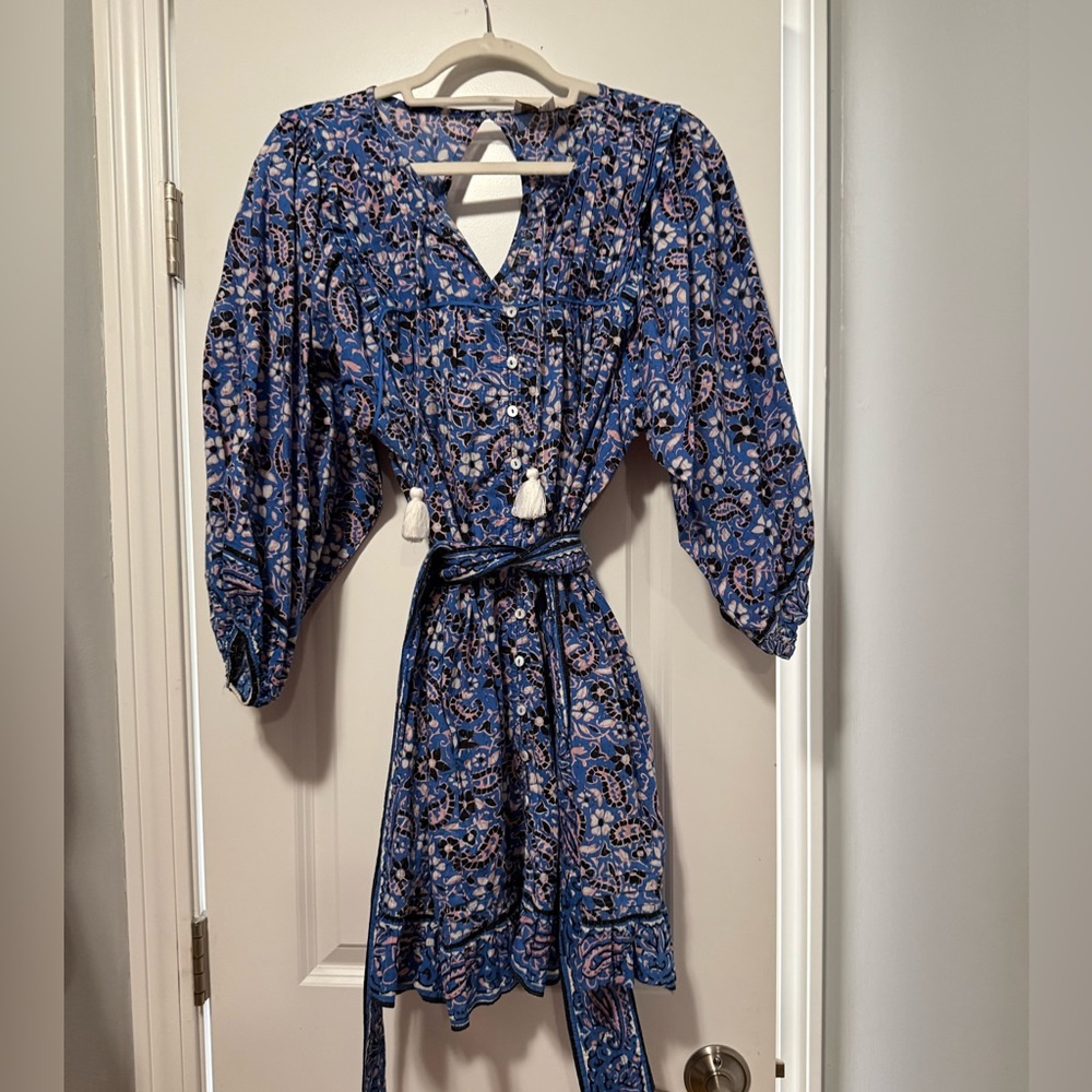 Cleobella Blue and White Floral Long Sleeve Dress